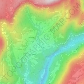 Mapa topográfico Massan, altitud, relieve