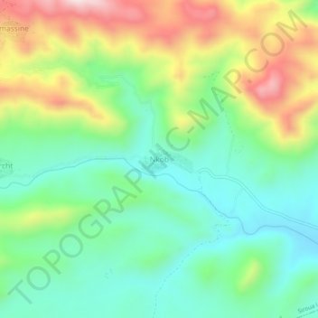 Mapa topográfico Nkob, altitud, relieve