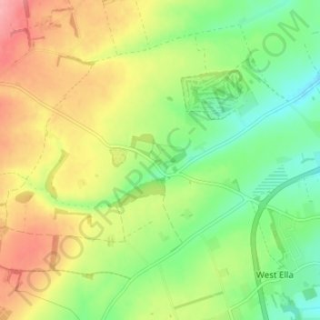 Mapa topográfico Raywell, altitud, relieve
