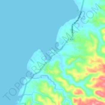 Mapa topográfico Victoria, altitud, relieve