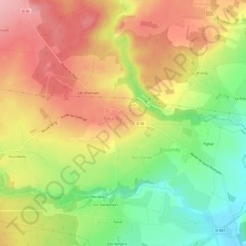 Mapa topográfico Le Corgenay, altitud, relieve