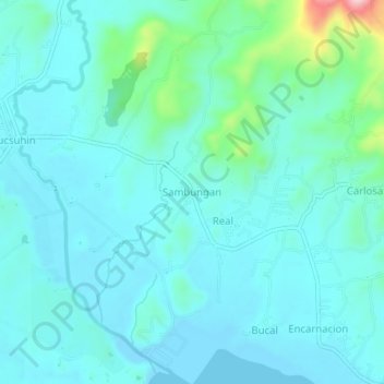 Mapa topográfico Sambungan, altitud, relieve