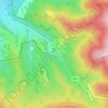 Mapa topográfico Policzne, altitud, relieve
