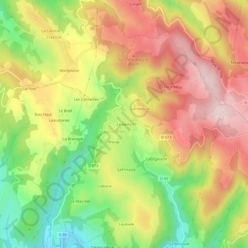 Mapa topográfico Le Barry, altitud, relieve
