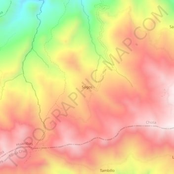 Mapa topográfico Sogos, altitud, relieve