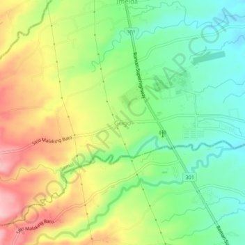 Mapa topográfico Gugo, altitud, relieve