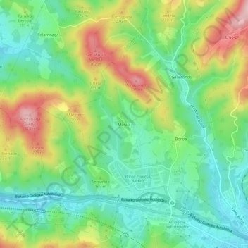 Mapa topográfico Marabi, altitud, relieve