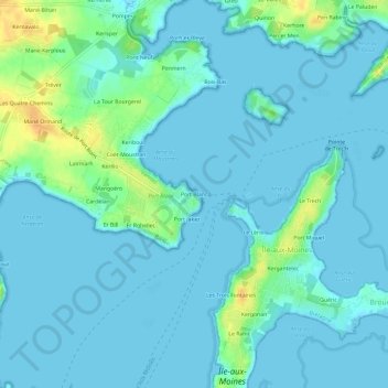 Mapa topográfico Port Blanc, altitud, relieve