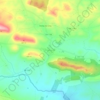Mapa topográfico Esperança, altitud, relieve