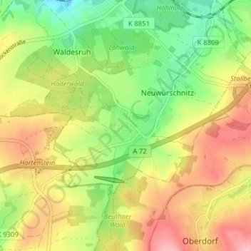 Mapa topográfico Neuwiese, altitud, relieve