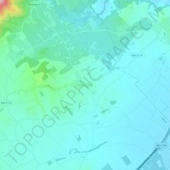 Mapa topográfico Moscari, altitud, relieve