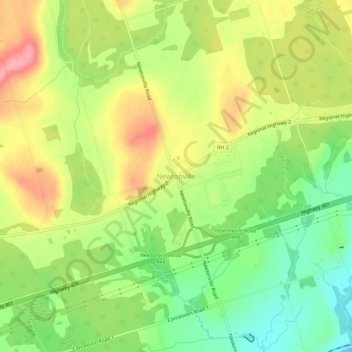Mapa topográfico Newtonville, altitud, relieve