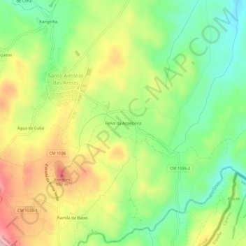 Mapa topográfico Relva da Asseiceira, altitud, relieve