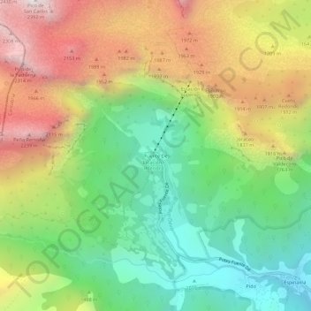 Mapa topográfico Fuente Dé, altitud, relieve