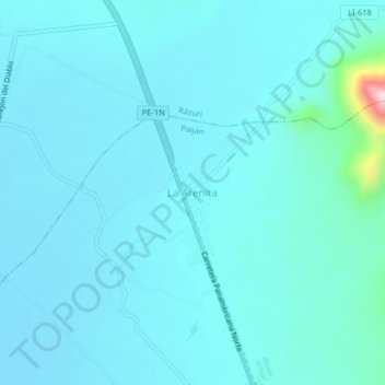Mapa topográfico La Arenita, altitud, relieve