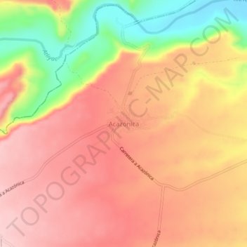 Mapa topográfico Acazónica, altitud, relieve