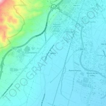 Mapa topográfico Apiche, altitud, relieve