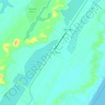 Mapa topográfico Manoel Dias, altitud, relieve
