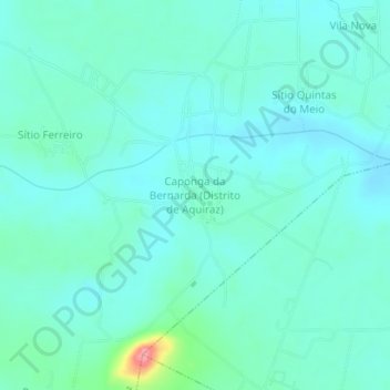 Mapa topográfico Caponga da Bernarda (Distrito de Aquiraz), altitud, relieve