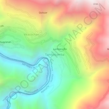 Mapa topográfico Tambobamba, altitud, relieve