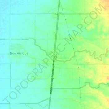 Mapa topográfico Lika, altitud, relieve
