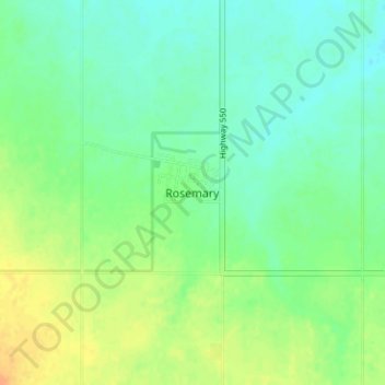 Mapa topográfico Rosemary, altitud, relieve