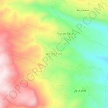 Mapa topográfico Moran Lirio, altitud, relieve