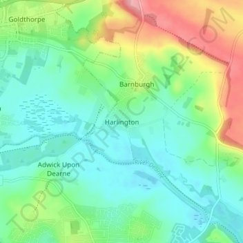 Mapa topográfico Harlington, altitud, relieve