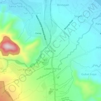 Mapa topográfico San Jose, altitud, relieve