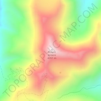 Mapa topográfico Mount Antero, altitud, relieve