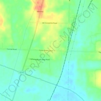 Mapa topográfico Curtis, altitud, relieve