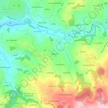 Mapa topográfico La Ronce, altitud, relieve