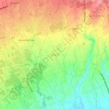 Mapa topográfico Tangob, altitud, relieve