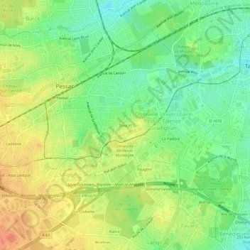 Mapa topográfico Doucet, altitud, relieve
