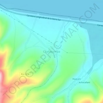 Mapa topográfico Challapampa, altitud, relieve