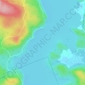 Mapa topográfico Barrys Bay, altitud, relieve