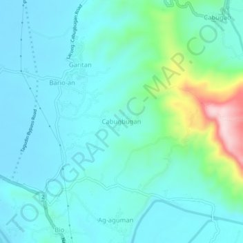 Mapa topográfico Cabugbugan, altitud, relieve