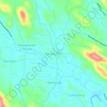 Mapa topográfico Ramapuram, altitud, relieve