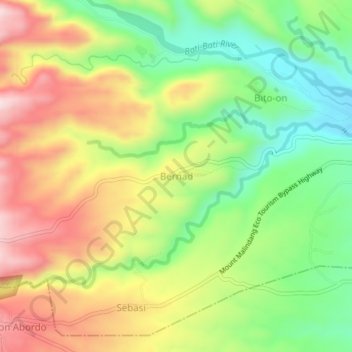 Mapa topográfico Bernad, altitud, relieve