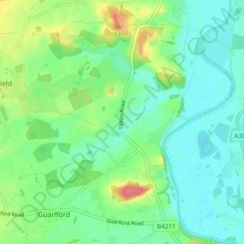 Mapa topográfico Whiteacres, altitud, relieve