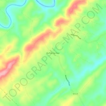Mapa topográfico Buffalo Springs, altitud, relieve