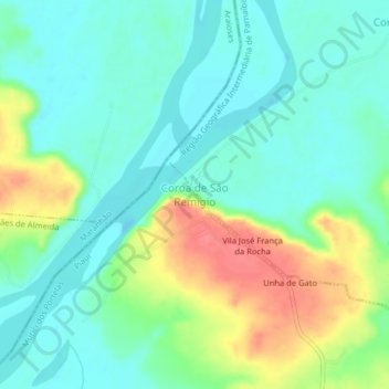 Mapa topográfico Coroa de São Remigio, altitud, relieve