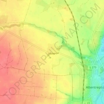 Mapa topográfico Loickenzin, altitud, relieve