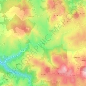 Mapa topográfico La Couarle, altitud, relieve