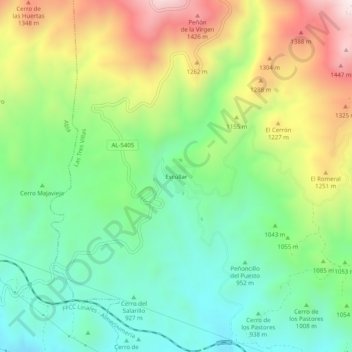 Mapa topográfico Escúllar, altitud, relieve
