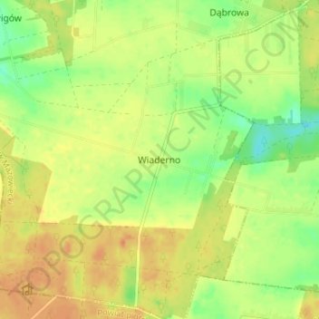 Mapa topográfico Wiaderno, altitud, relieve