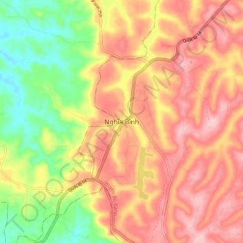 Mapa topográfico Nghĩa Bình, altitud, relieve