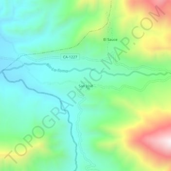 Mapa topográfico San José, altitud, relieve