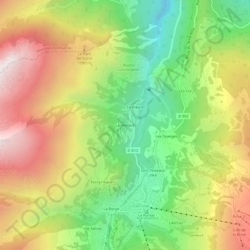 Mapa topográfico Le Mollard, altitud, relieve