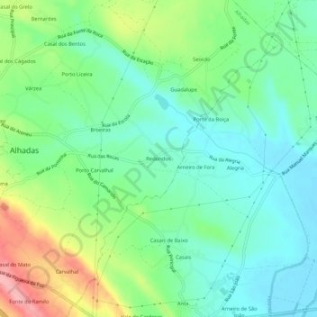 Mapa topográfico Redondos, altitud, relieve